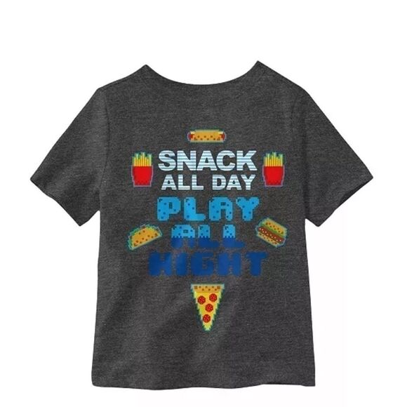 New HYBRID Little Boys Snack All Day Play All Night Graphic T-shirt 2T - Picture 2 of 3